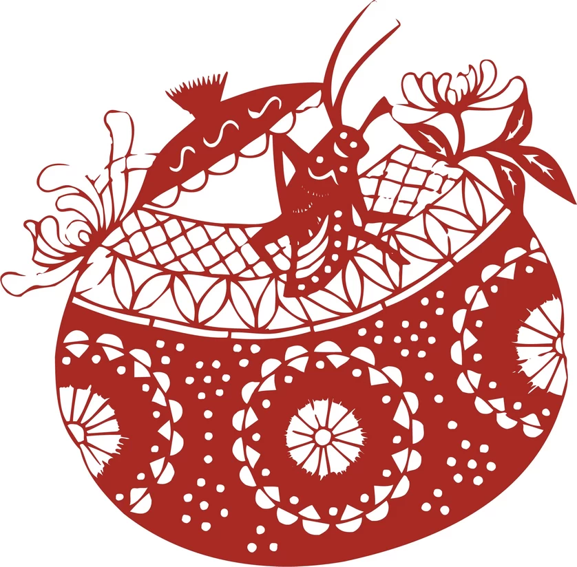 中国风中式传统喜庆民俗人物动物窗花剪纸插画边框AI矢量PNG素材【2675】